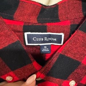Club Room Red & Black Checkered Flannel Shirt